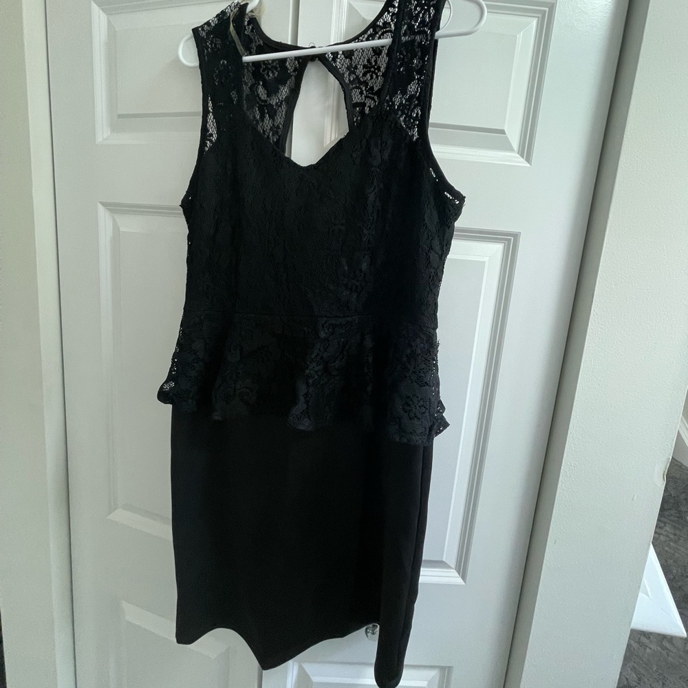 Black lace peplum dress size Large